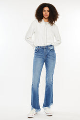 Kancan High Rise Frayed Hem Jeans - Stretchy Denim Fashion with Classic 5-Pocket Design